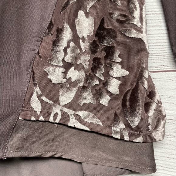 Logo Lori Goldstein Tunic Top Size L Red Asher Velvet Burnout High Low size XL - Picture 6 of 13